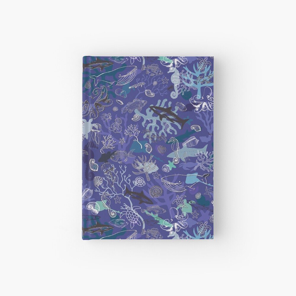 Ocean Colour Scene - blue - Nautical design by Cecca Designs Hardcover Journal