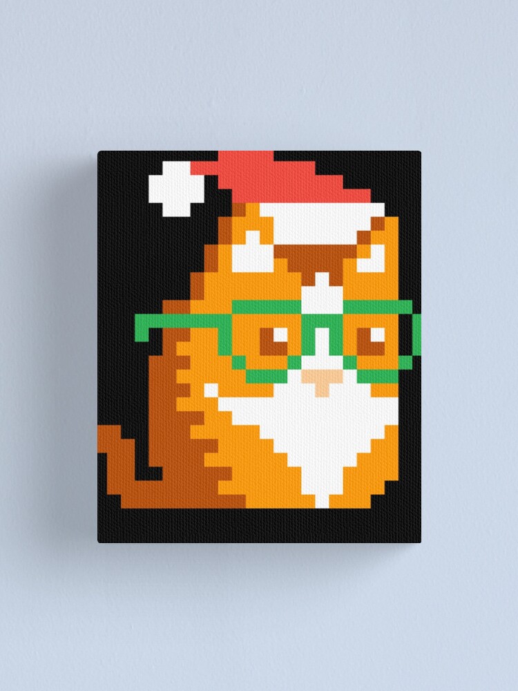 Nerd Cat Green Glasses Xmas Retro 8 Bit Pixel Art Gift Canvas Print By Madshirty Redbubble