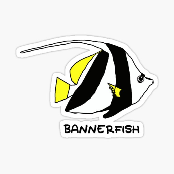 Banner Fish Tropical Fish Illustration with name Sticker