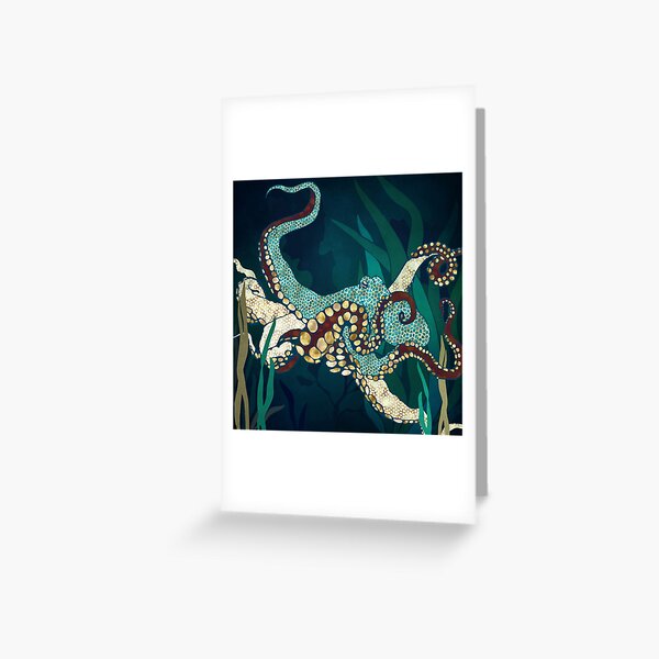 Metallic Octopus V Greeting Card