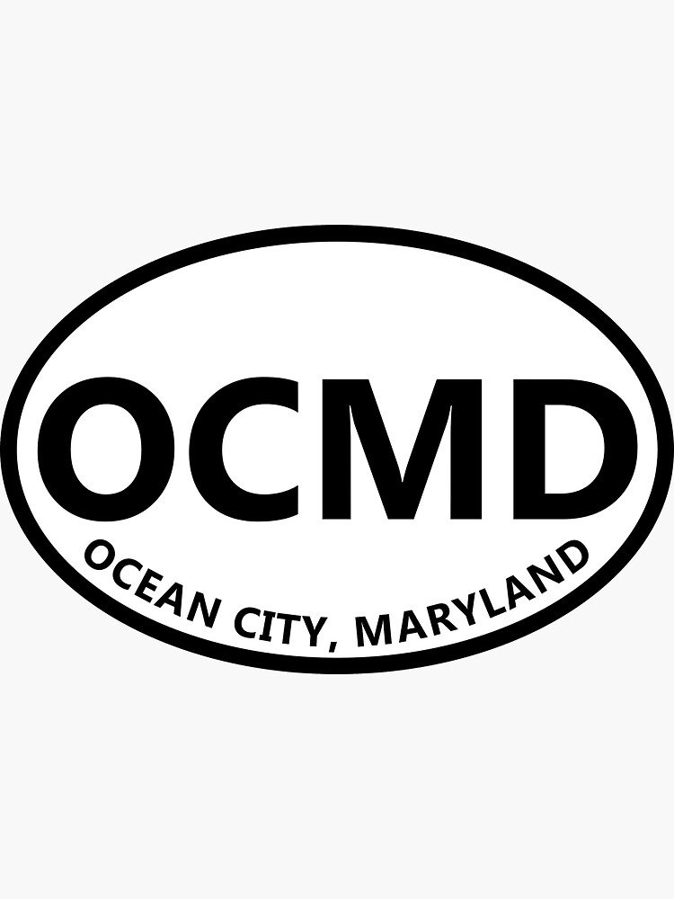 "OCMD Ocean City Maryland Modern Style Oval Design" Sticker for Sale