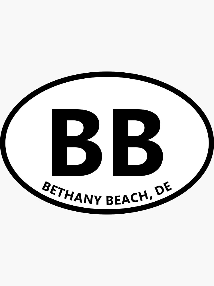 "BB Bethany Beach DE Modern Style Oval Design" Sticker for Sale by