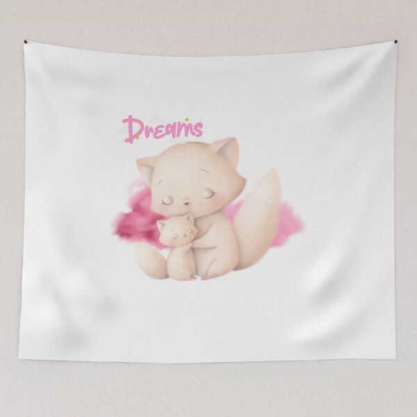 Item preview, Cuddeling Cats, Cute Fluffy Mom And Kitten Cuddeling, Pink Dreams Sleeping designed and sold by adembulut.