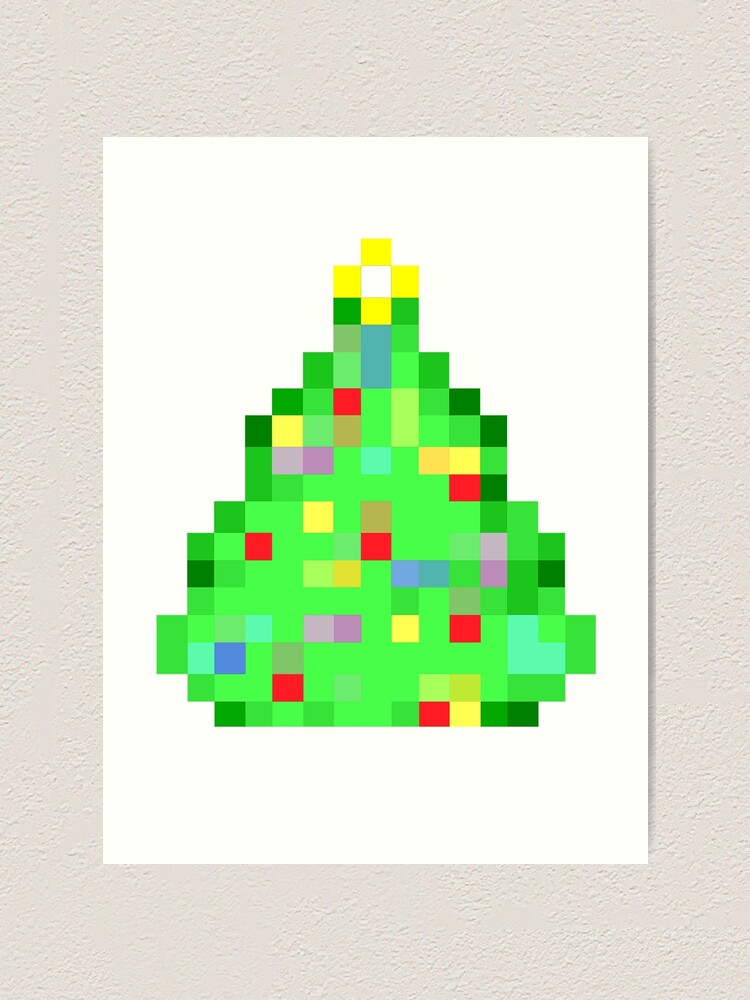 Bright Christmas Tree Retro 8 Bit Pixel Art Xmas Gift Art Print By Madshirty Redbubble