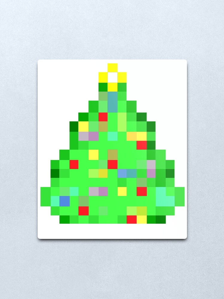 Bright Christmas Tree Retro 8 Bit Pixel Art Xmas Gift Metal Print By Madshirty Redbubble