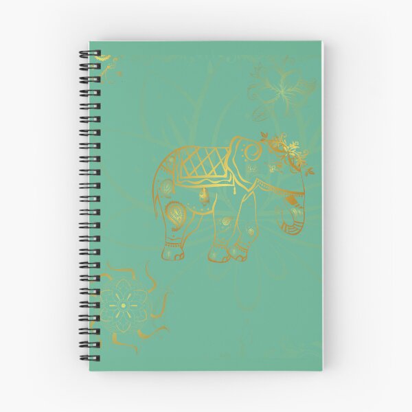 Item preview,  Glowing Mehndi Henna Elephant, India Elephant, Decorative Elephant Art, Paisley, Mandalas, Ornate, Glowing Golds, Sea Green designed and sold by Awearness.