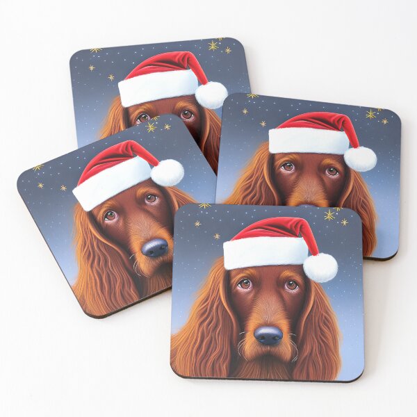 Artikelvorschau, Weihnachtsirischer Setter, der einen Sankt-Hut trägt entworfen und verkauft von ZenEverAI.