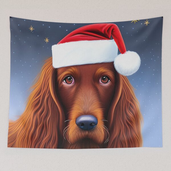 Artikelvorschau, Weihnachtsirischer Setter, der einen Sankt-Hut trägt entworfen und verkauft von ZenEverAI.