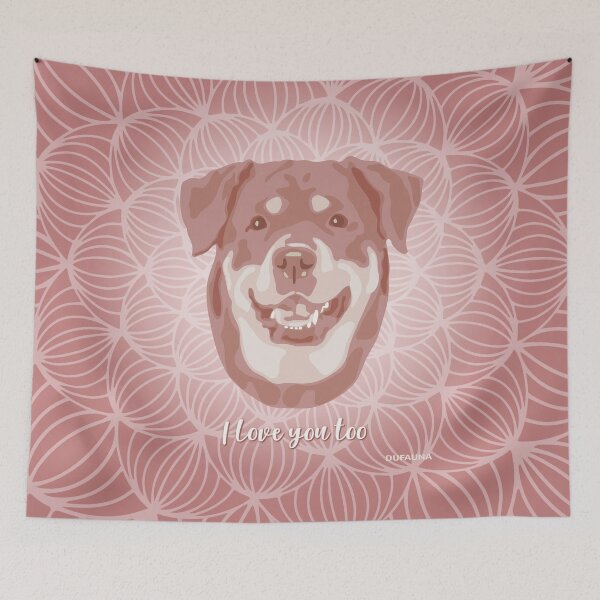 Item preview, Rottweiler Pink Blush Smiling Face "I love you too" designed and sold by DuFauna.