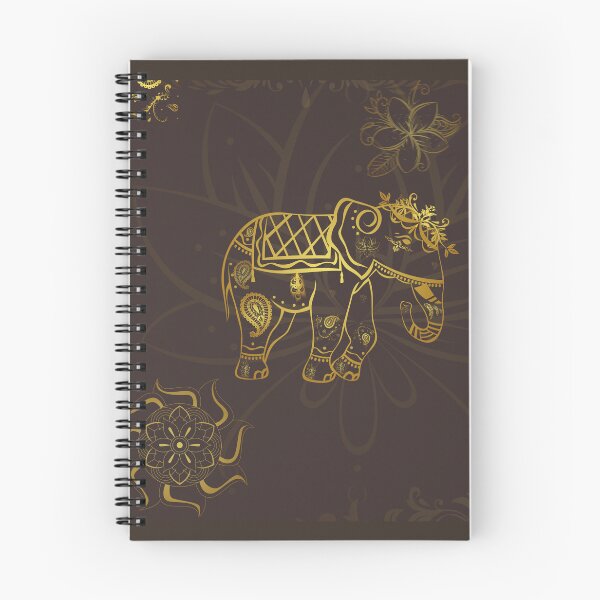 Item preview, Glowing Mehndi Henna Elephant, India Elephant, Decorative Elephant Art, Paisley, Mandalas, Ornate, Glowing Golds, Lux Brown designed and sold by Awearness.