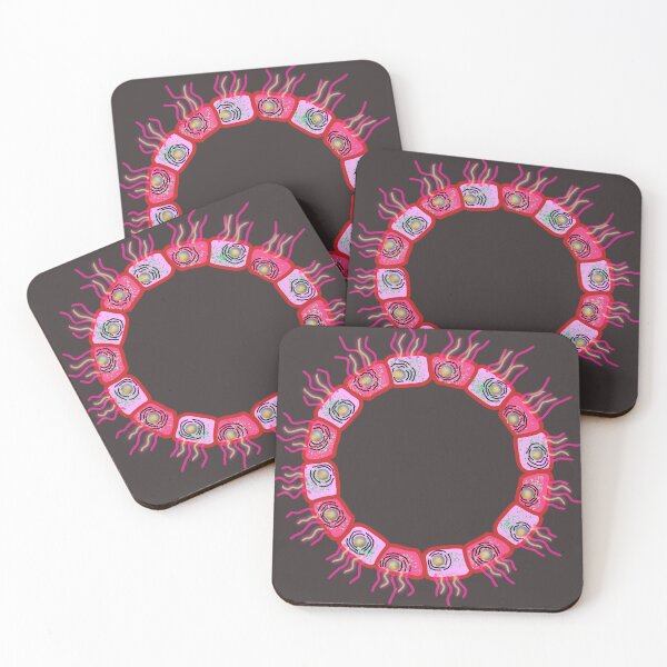 Item preview, Circular cuboid cells, RED VERSION, GRAY BACKGROUND designed and sold by Osher-BioArt.