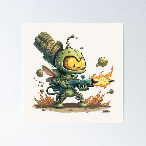 Item preview, Lovely Alien with a rocket gun designed and sold by mrlongfield.