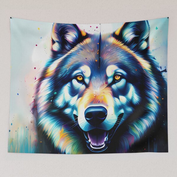 Item preview, Urban Graffiti Wolf Oil Painting Splattered designed and sold by SableSyndciate.