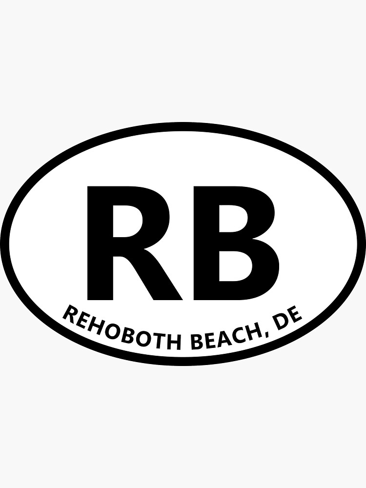 "RB Rehoboth Beach DE Modern Style Oval Design" Sticker for Sale by