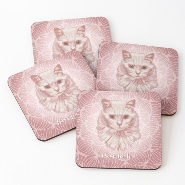 Item preview, Angora Cat Pink Blush Smiling Face "I love you too" designed and sold by DuFauna.