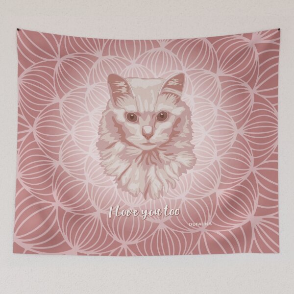 Item preview, Angora Cat Pink Blush Smiling Face "I love you too" designed and sold by DuFauna.