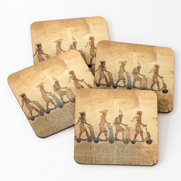 Item preview, Prehistoric Egyptian people riding electric scooters an ancient parchment designed and sold by ArtifactVault.
