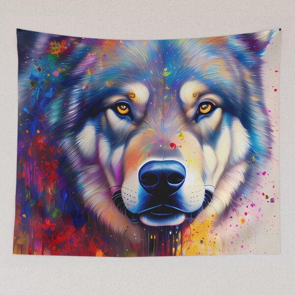 Item preview, Urban Graffiti Wolf Oil Painting Splattered designed and sold by SableSyndciate.