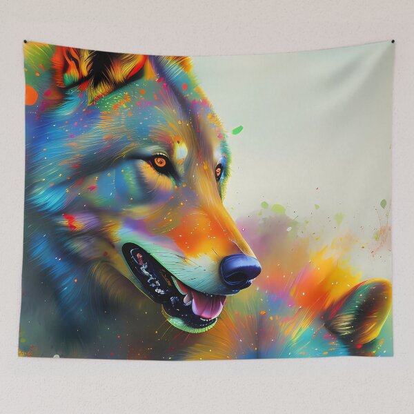Item preview, Urban Graffiti Wolf Oil Painting Splattered designed and sold by SableSyndciate.