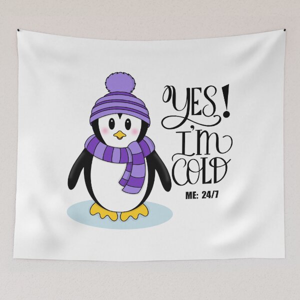 Item preview,  Yes!  I’m Cold, Me 24/7 Winter Penguin in Purple designed and sold by Gsallicat.