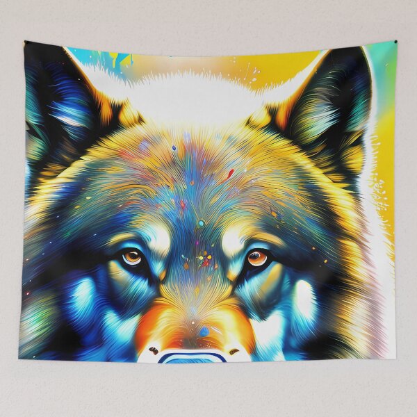 Item preview, Urban Graffiti Wolf Oil Painting Splattered designed and sold by SableSyndciate.
