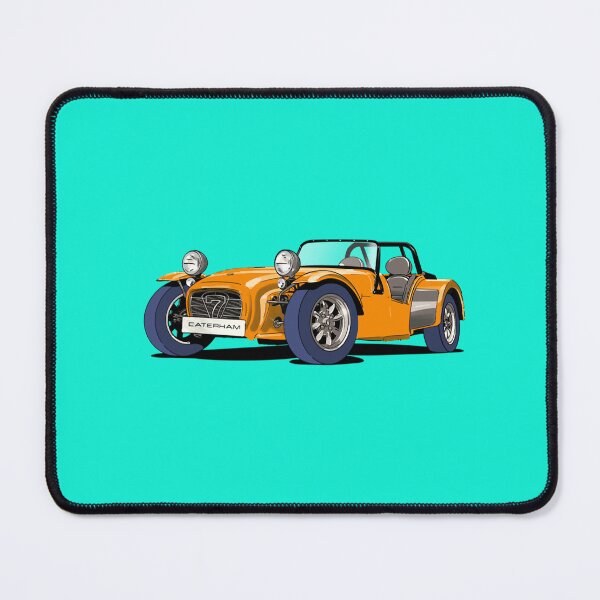 Aperçu de l'œuvre Caterham Seven voiture de sport en orange vif créée et vendue par OutlinedIcons.