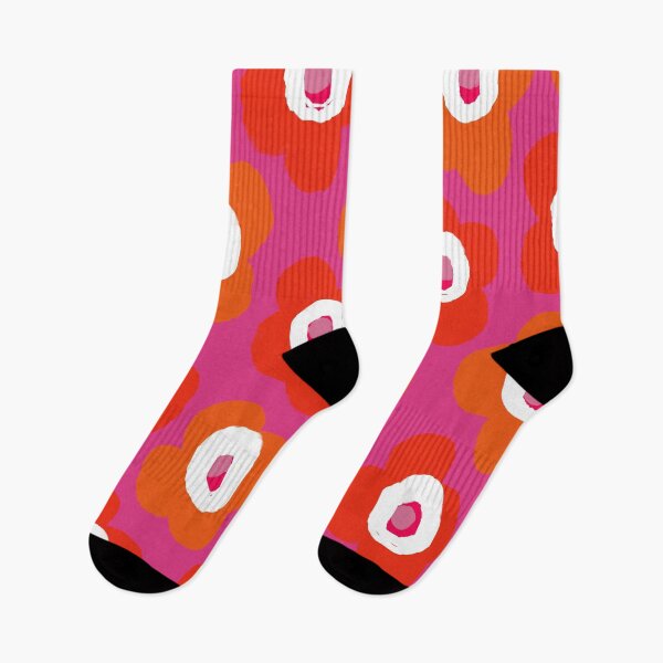 Item preview, Cute Little Scandi Flowers in Hot Pink and Orange designed and sold by Deutschic.