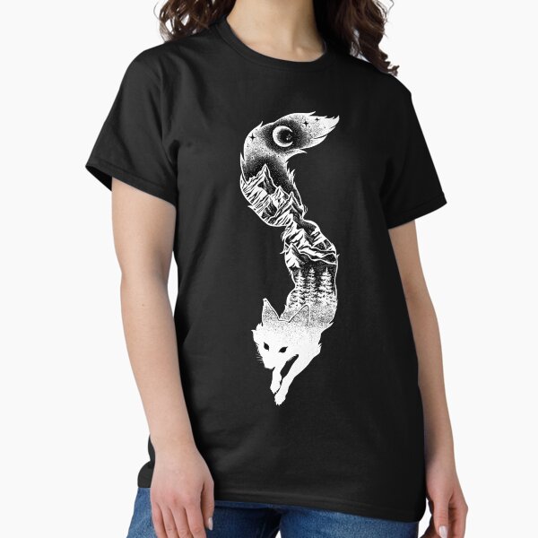 Item preview, Fox Silhouette with Mountains, Trees & Moon T-Shirt designed and sold by Magnetic Pajama.