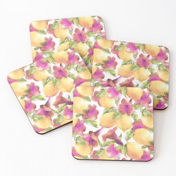 Item preview, Yellow Lemons and Pink Trumpet Flowers Seamless Pattern Design  designed and sold by Tina Veenstra.