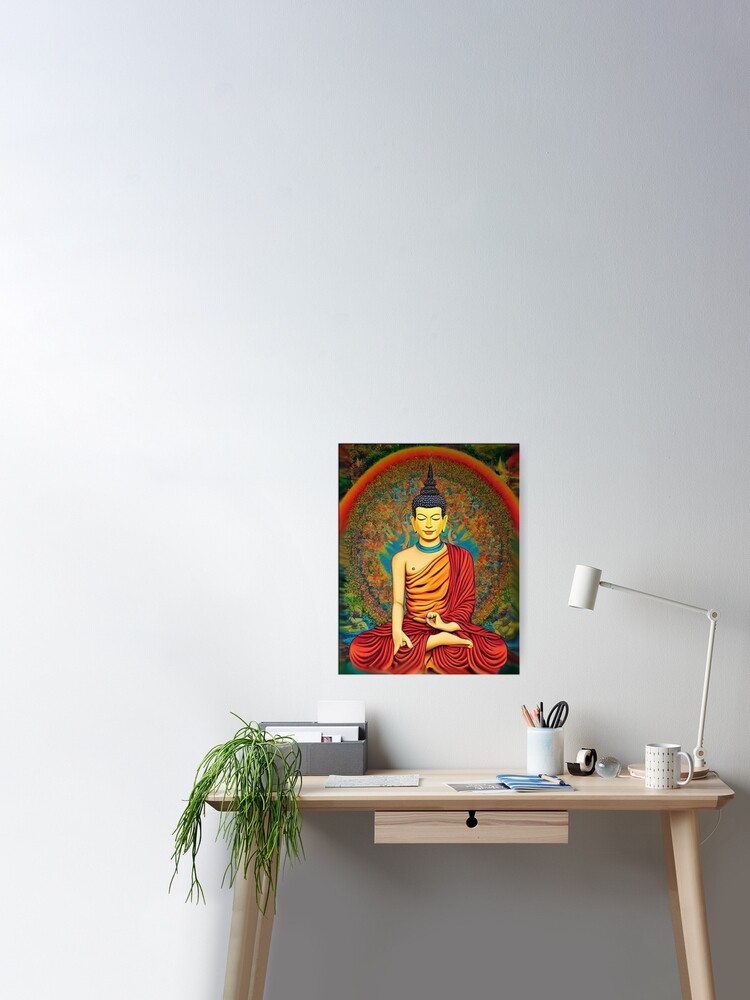 Buddha statue Buddhist monk meditation Buddhist print china Chinese Buddhism  lotus flower sacred gold black Buddha religion Hindu Tibet philosophy Hindi  India Indian  Art Board Print for Sale by weird83