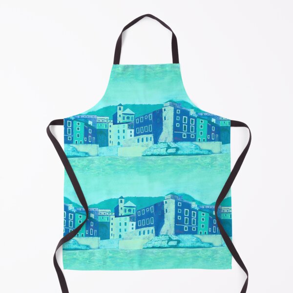 Item preview, Italian town Cinque Terre turquoise tones designed and sold by QuirkyArtz.