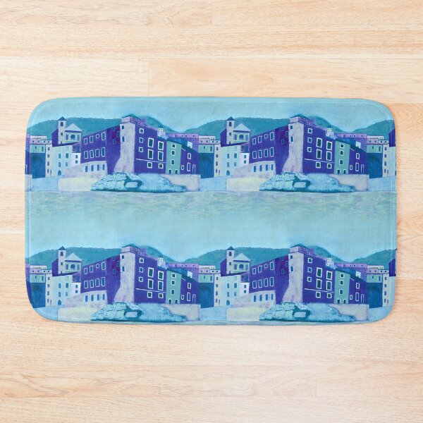 Item preview, Italian town Cinque Terre blue tones designed and sold by QuirkyArtz.