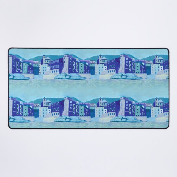 Item preview, Italian town Cinque Terre blue tones designed and sold by QuirkyArtz.