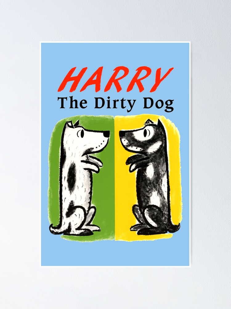 harry-the-dirty-dog-classic-vintage-cover-illustration-poster-for