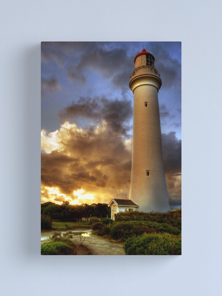 Thumbnail 1 of 3, Canvas Print, Glow on the Lighthouse, Airey's Inlet, Victoria designed and sold by ChristineJayne.