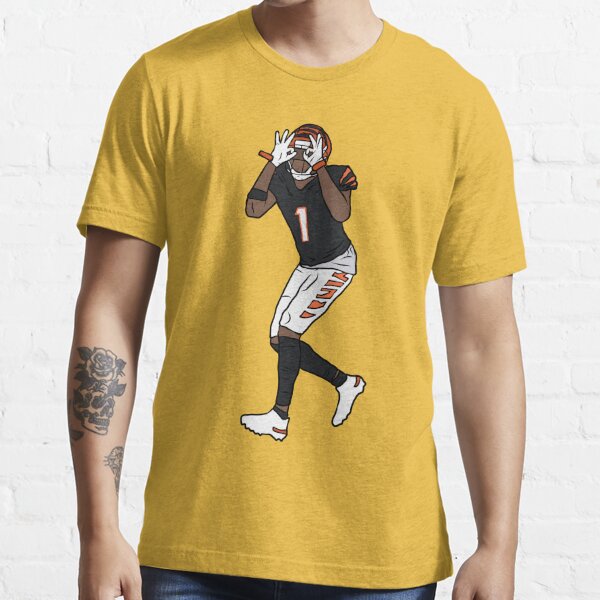 Yellow Art Ja'Marr Chase Typography Cincinnati Bengals T-Shirt