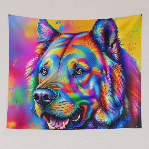Item preview, Rainbow Urban Graffiti Dog Oil Painting Splattered designed and sold by SableSyndciate.