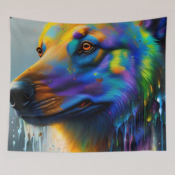 Item preview, Rainbow Urban Graffiti Dog Oil Painting Splattered designed and sold by SableSyndciate.