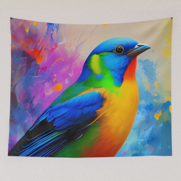 Item preview, Rainbow Urban Graffiti Bird Oil Painting Splattered designed and sold by SableSyndciate.