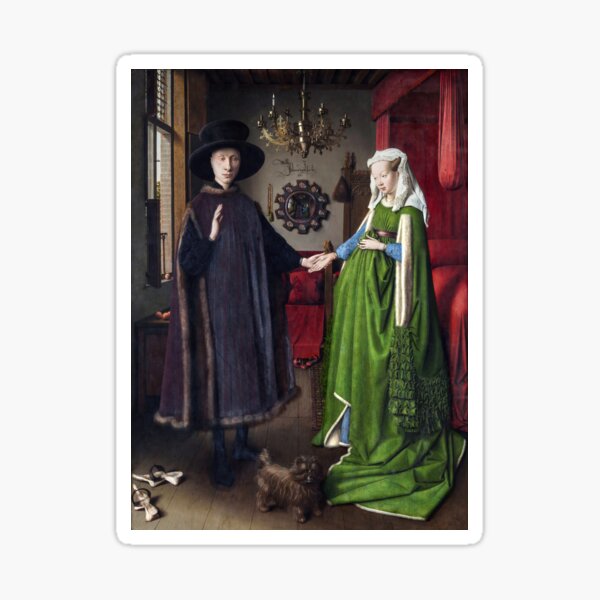 Aperçu de l'œuvre Le portrait d'Arnolfini par Jan van Eyck : une œuvre d'art améliorée pour des couleurs plus vives créée et vendue par MonochromaKey.