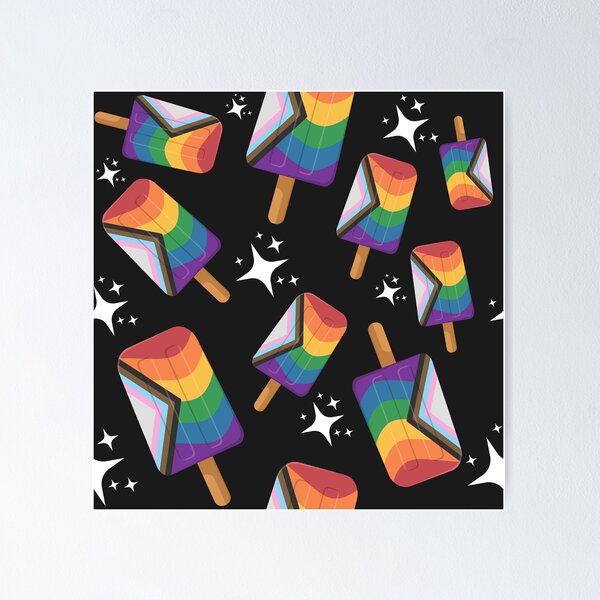 Cute Progressive Rainbow Ice Pops Poster