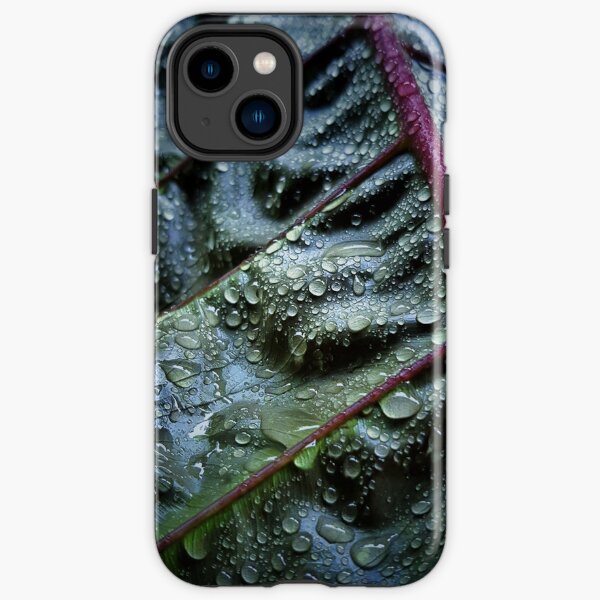 tropical rain - raindrops on a monstera leaf iPhone Tough Case