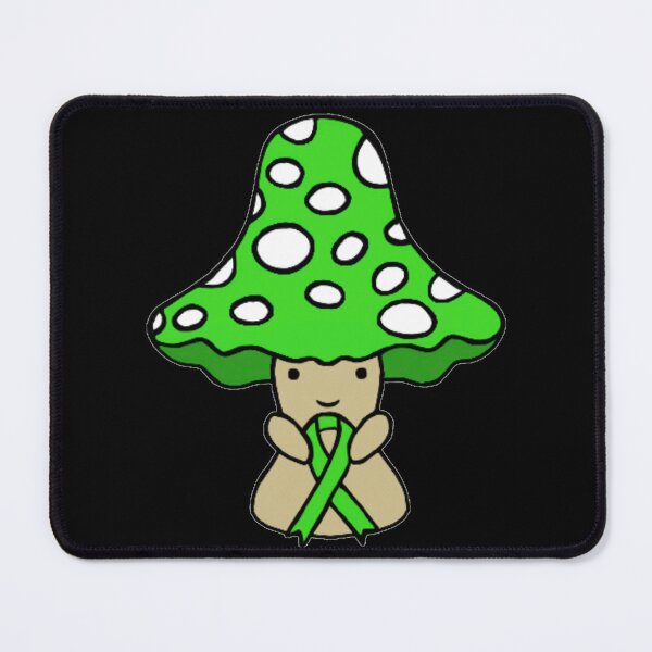 Item preview, Mushroom holding a big Awareness Ribbon (Green) designed and sold by Chronic Illness Awareness Shop.
