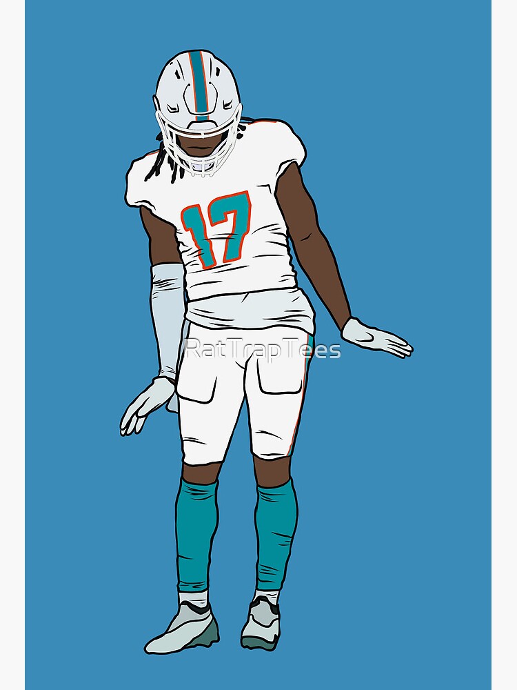 Jaylen Waddle Miami Dolphins Football Art Illustrated Poster Print