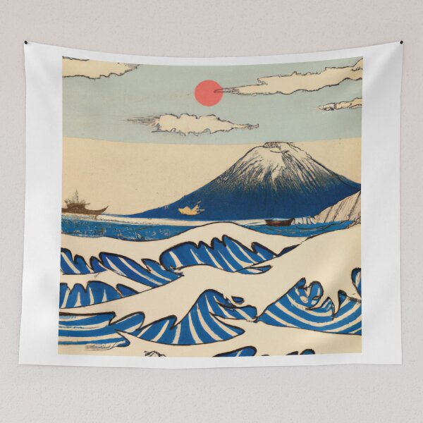 Item preview, Mount Fuji Lake Japan in ukiyo-e painting style designed and sold by Savage-ts.
