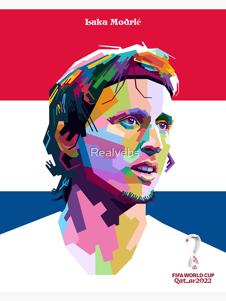 Modric #10 CRO Red White Blue Football Jersey  Sticker for Sale