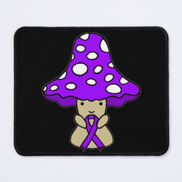 Item preview, Mushroom holding a big Awareness Ribbon (Purple) designed and sold by Chronic Illness Awareness Shop.