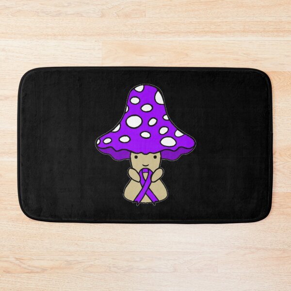 Item preview, Mushroom holding a big Awareness Ribbon (Purple) designed and sold by Chronic Illness Awareness Shop.