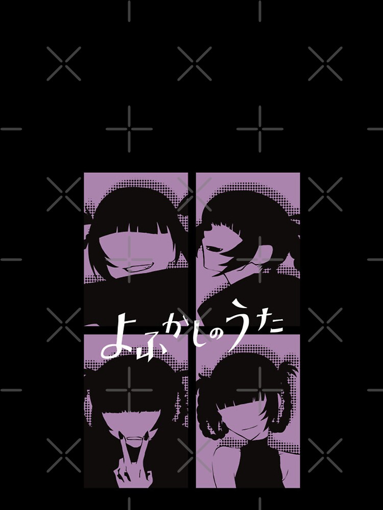 Call of the Night Anime Characters Nazuna Nanakusa Faceless in Cool 4  Panels Pop Art Style with Yofukashi no Uta Kanji or Japan Text - Call Of  The Night - T-Shirt