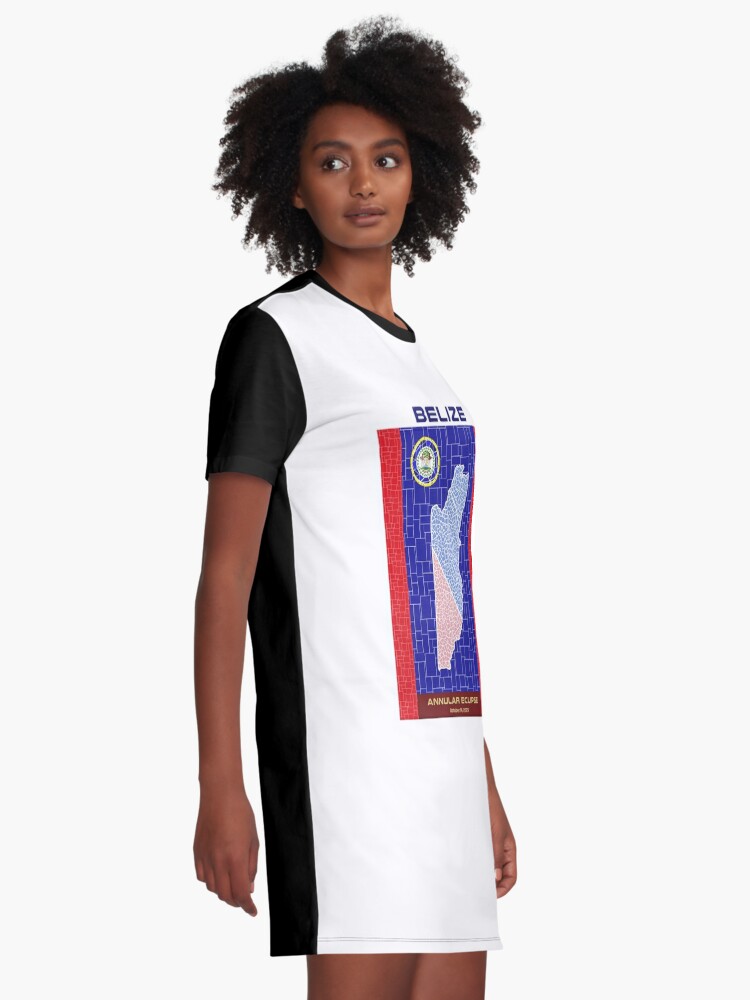 Thumbnail 2 of 5, Graphic T-Shirt Dress, Belize Annular Eclipse 2023 designed and sold by Eclipse2024.
